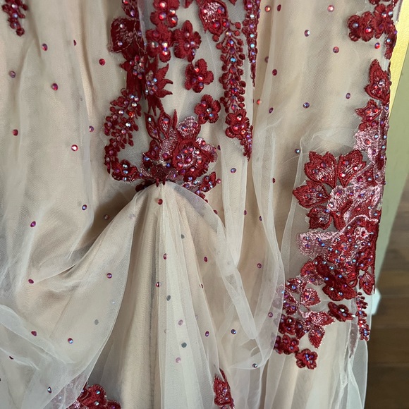 One of a kind red rhinestone prom gown!! - Picture 8 of 9